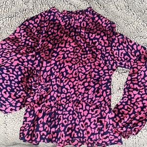 Pink and navy blue cheetah print blouse